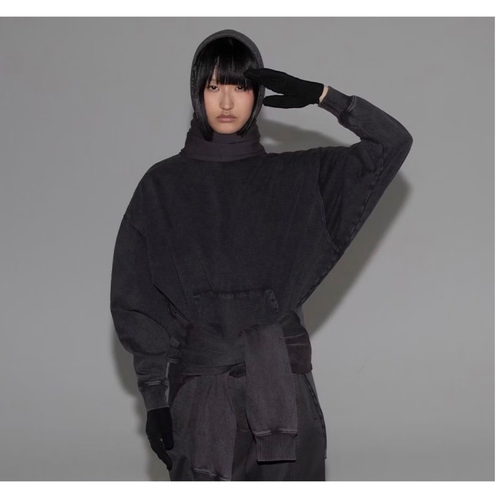 SKIMS Boyfriend Fleece Hoodie L Washed Onyx Oversized Cozy Sweatshirt Casual